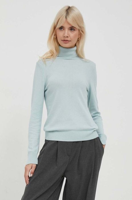 Светр з домішкою вовни Sisley жіночий колір бірюзовий легкий гольф