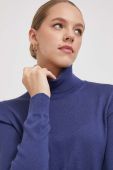 Вовняний светр Sisley жіночий легкий гольф колір блакитний