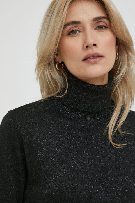 Светр з домішкою вовни Sisley жіночий колір чорний легкий гольф (3622366)