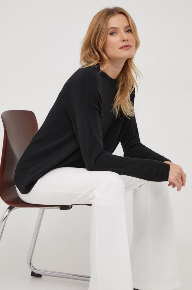 Вовняний светр Sisley жіночий колір чорний легкий (3615051)