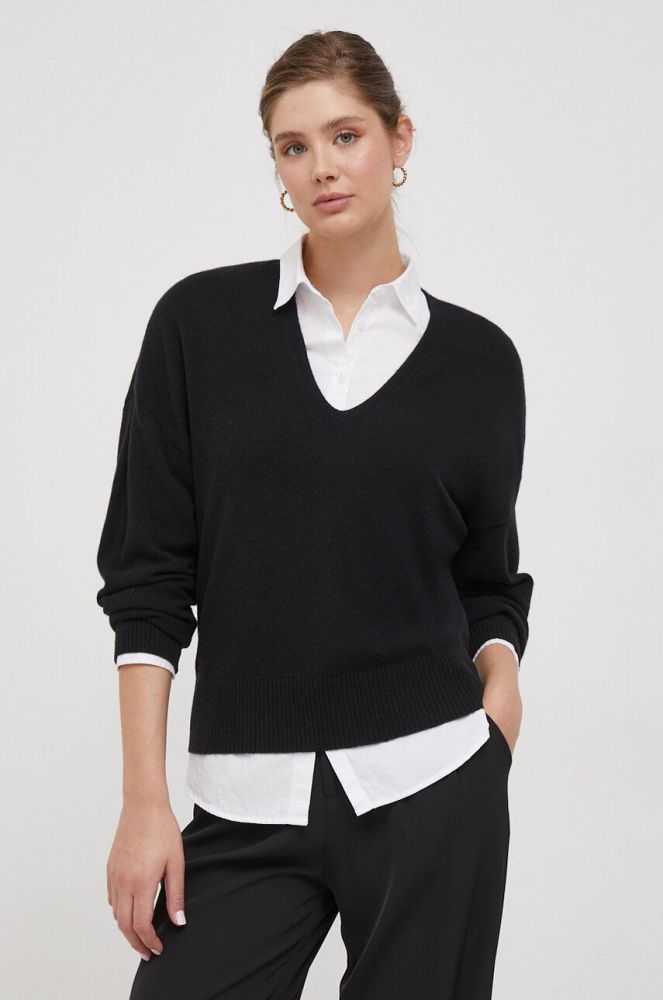 Вовняний светр Sisley жіночий колір чорний легкий (3633518)