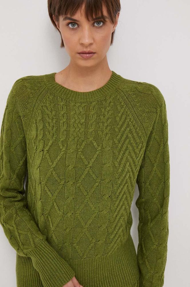 Вовняний светр Sisley жіночий колір зелений
