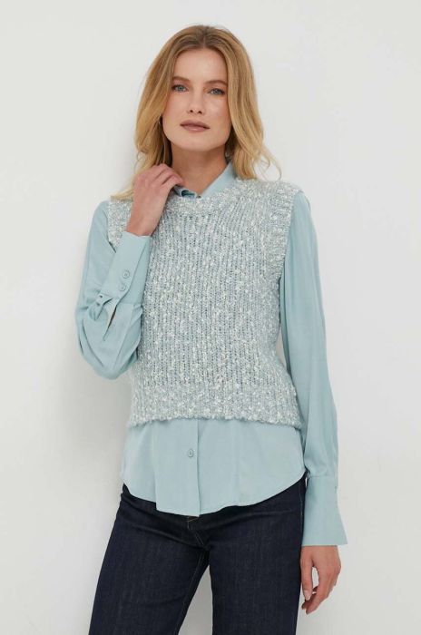 Жилетка з домішкою вовни Sisley легкий колір блакитний