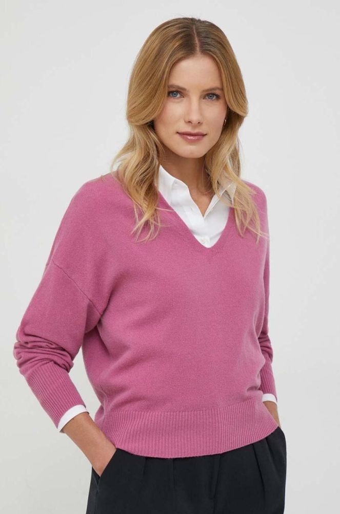 Вовняний светр Sisley жіночий колір рожевий легкий