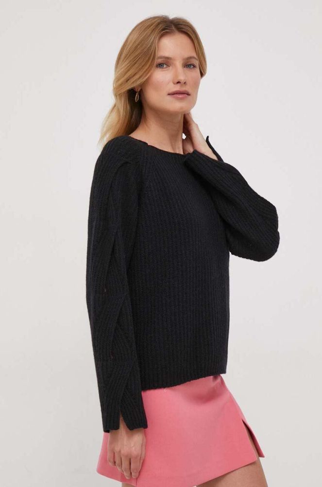 Вовняний светр Sisley жіночий колір чорний легкий (3689137)