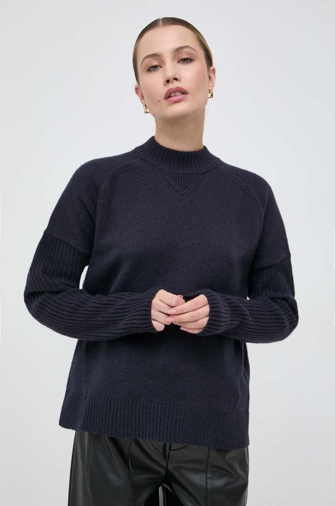Вовняний светр BOSS жіночий колір темно-синій