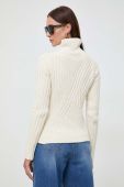 Вовняний светр BOSS жіночий колір бежевий теплий півгольф