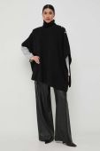 Пончо з домішкою вовни BOSS колір чорний