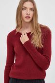 Вовняний светр HUGO жіночий колір бордовий легкий
