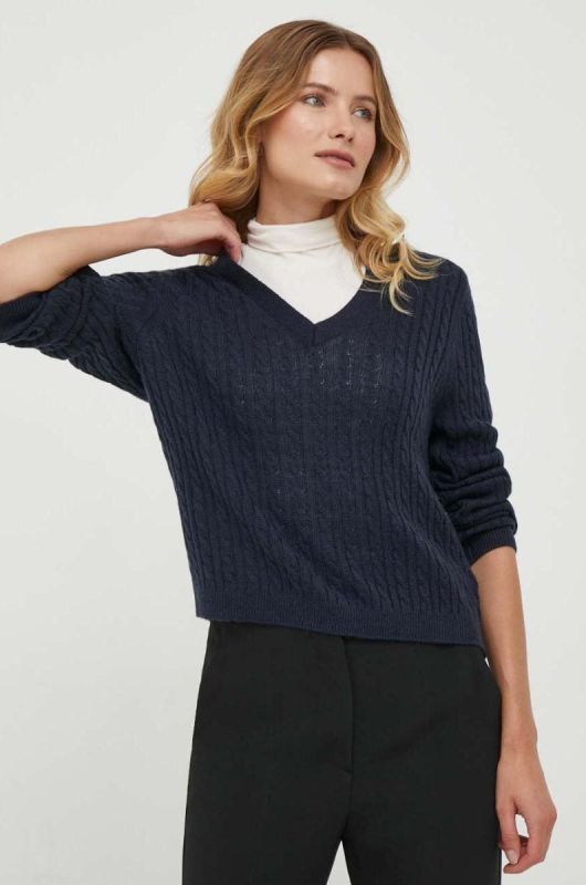 Вовняний светр Tommy Hilfiger жіночий колір синій легкий (3568648)