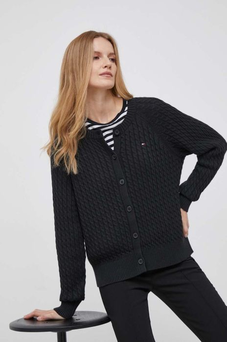 Бавовняний кардиган Tommy Hilfiger колір чорний (3474849)