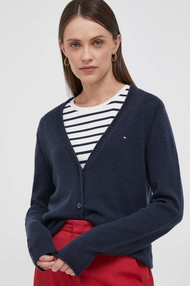 Вовняний кардиган Tommy Hilfiger колір синій легкий (3443686)