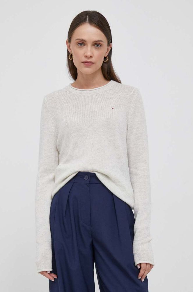 Вовняний светр Tommy Hilfiger жіночий колір бежевий легкий (3455293)
