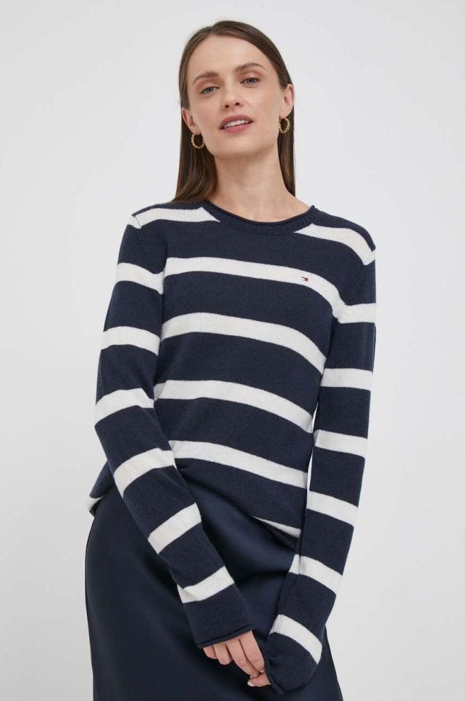 Вовняний светр Tommy Hilfiger жіночий колір синій легкий (3455264)