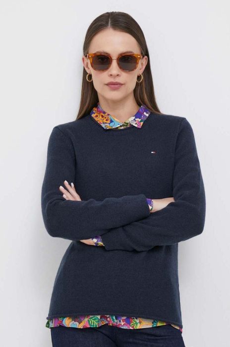 Вовняний светр Tommy Hilfiger жіночий колір синій легкий (3455278)