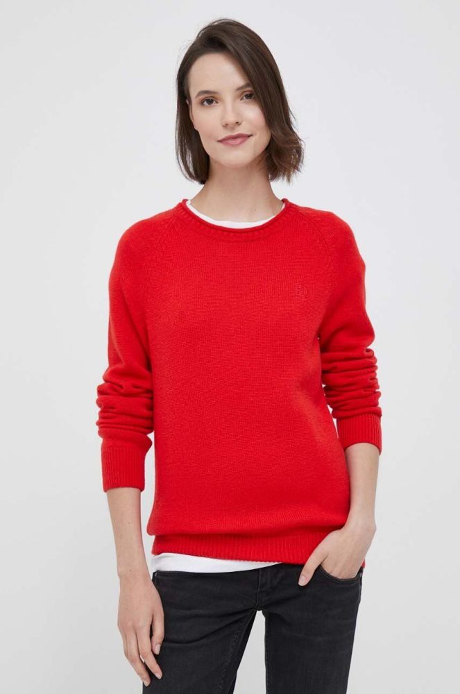Вовняний светр Tommy Hilfiger жіночий колір червоний легкий (3426197)
