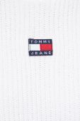 Бавовняний светр Tommy Jeans колір білий легкий півгольф