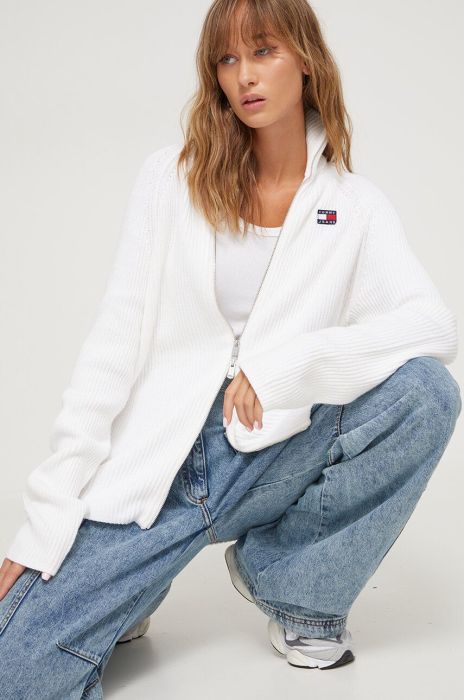 Бавовняний кардиган Tommy Jeans колір бежевий (3592097)