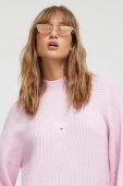 Светр Tommy Jeans жіночий колір рожевий півгольф