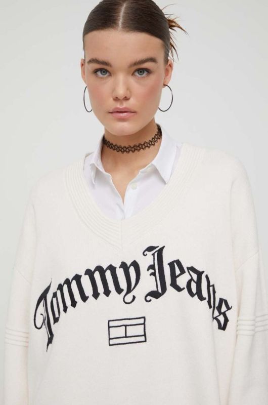 Светр Tommy Jeans жіночий колір бежевий (3578531)