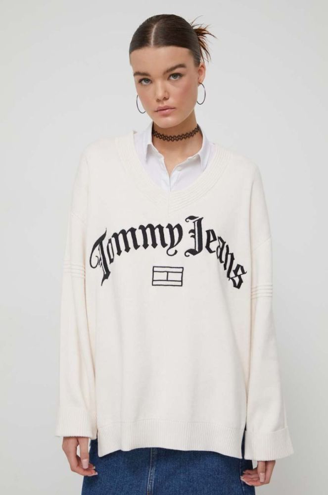 Светр Tommy Jeans жіночий колір бежевий (3578531) фото 4