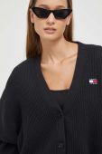 Бавовняний кардиган Tommy Jeans колір чорний