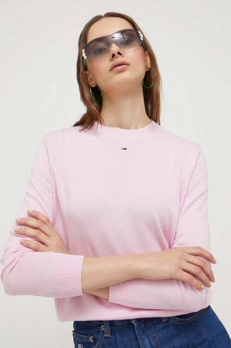 Светр Tommy Jeans жіночий колір рожевий легкий (3432107)