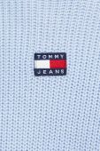 Бавовняний светр Tommy Jeans півгольф колір блакитний