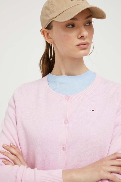 Джемпер Tommy Jeans жіночий колір рожевий легкий (3432148)