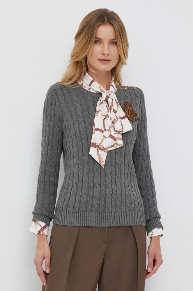Бавовняний светр Lauren Ralph Lauren колір сірий