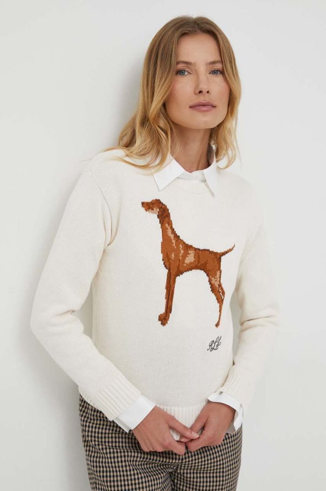 Бавовняний светр Lauren Ralph Lauren колір бежевий легкий (3572598)