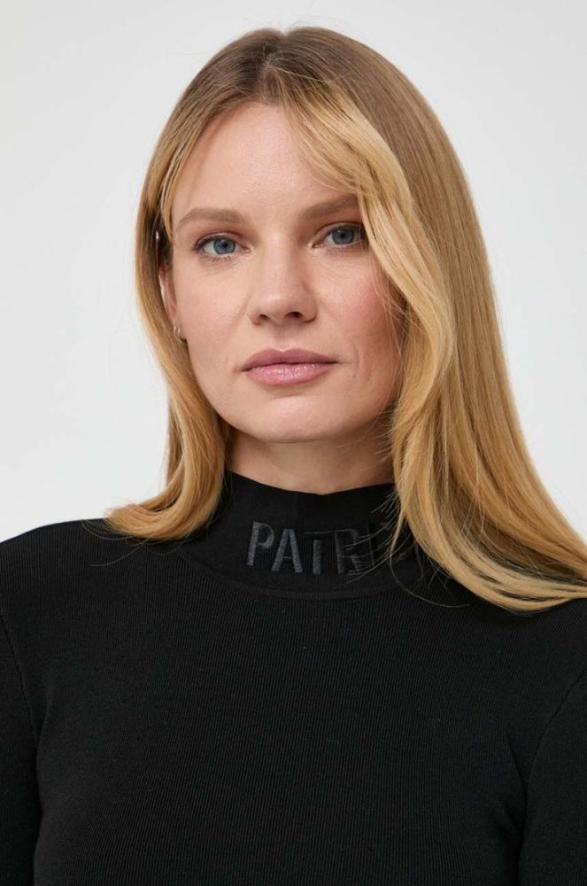 Светр Patrizia Pepe жіночий колір чорний легкий півгольф фото 4