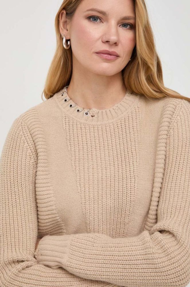 Светр з домішкою вовни Patrizia Pepe жіночий колір бежевий фото 4