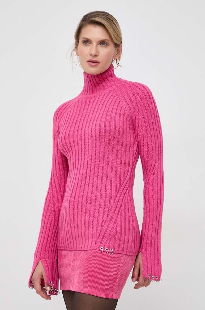Вовняний светр Patrizia Pepe жіночий колір рожевий півгольф (3651723)