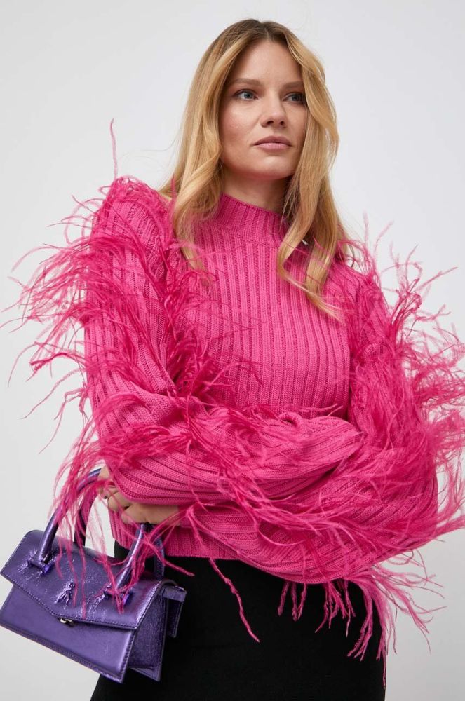Вовняний светр Patrizia Pepe жіночий колір рожевий півгольф (3654062)
