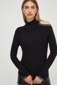 Светр з домішкою вовни Patrizia Pepe жіночий колір чорний легкий гольф