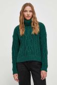 Светр з домішкою вовни Superdry жіночий колір зелений теплий гольф