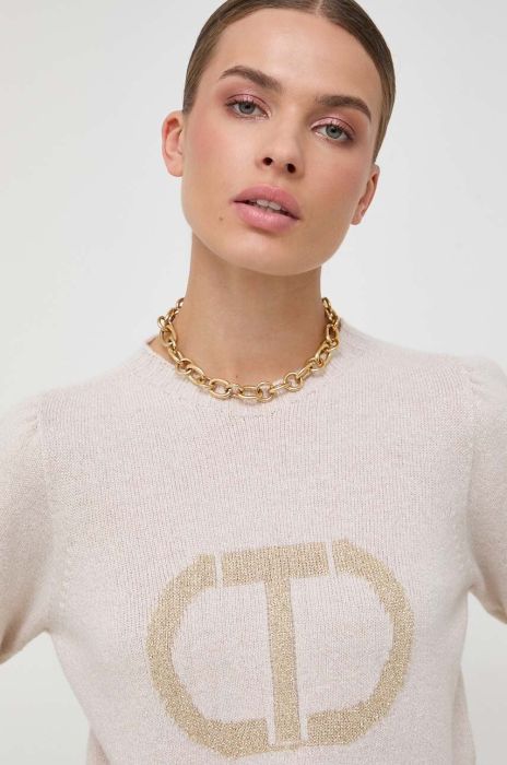 Вовняний светр Twinset жіночий колір бежевий (3588972)