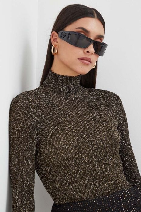 Светр Twinset жіночий колір чорний легкий півгольф