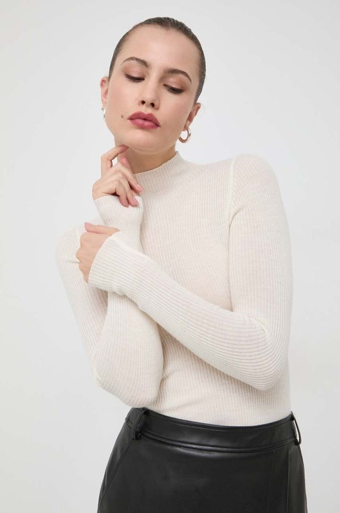 Вовняний светр Twinset жіночий колір бежевий легкий півгольф