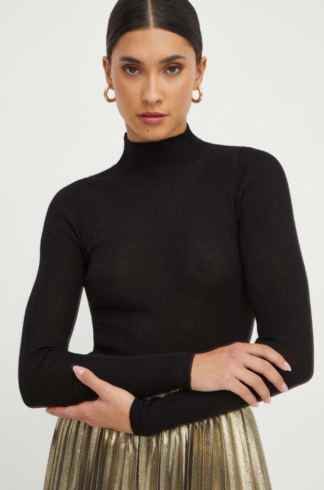 Вовняний светр Twinset жіночий колір чорний легкий півгольф