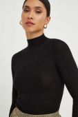 Вовняний светр Twinset жіночий колір чорний легкий півгольф
