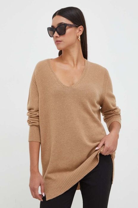 Светр з кашеміру Twinset колір коричневий легкий