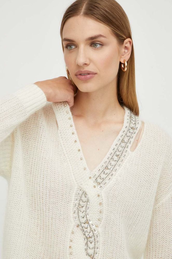 Вовняний светр Twinset жіночий колір бежевий легкий (3639392)