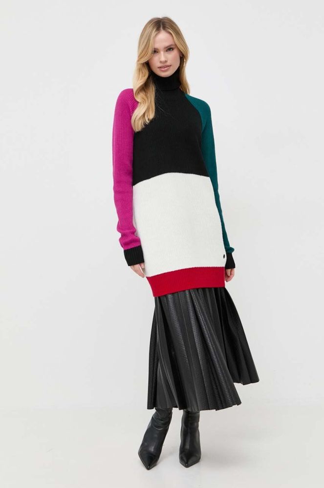 Вовняний светр Karl Lagerfeld жіночий  гольф колір барвистий