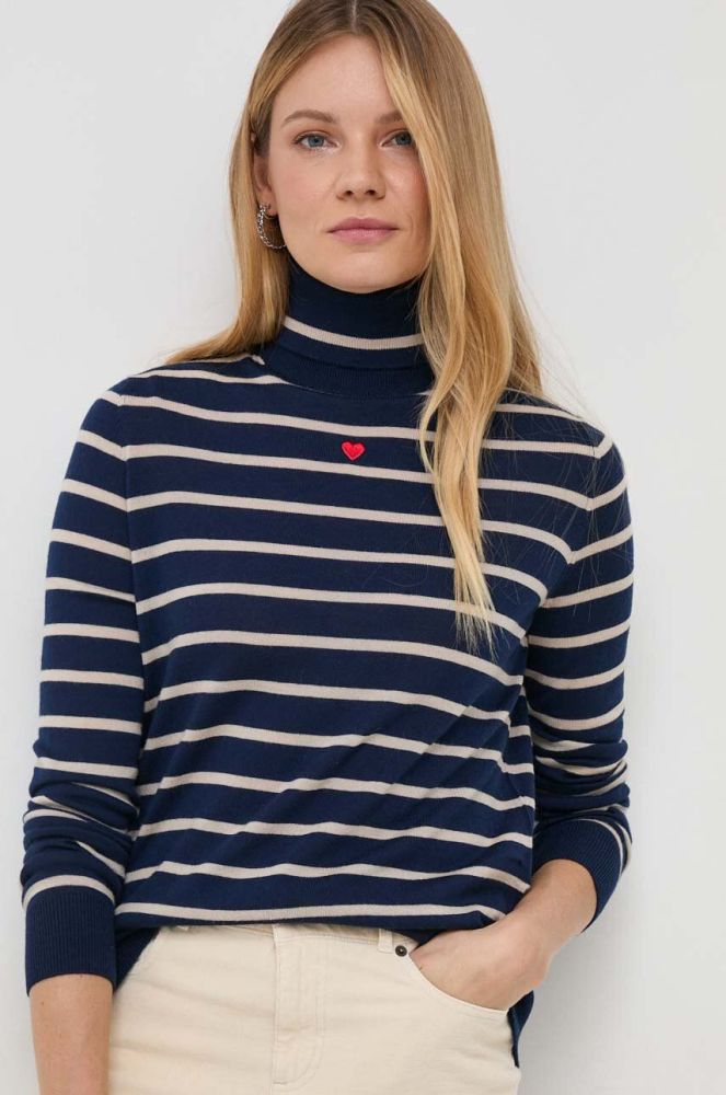 Вовняний светр MAX&Co. жіночий колір синій легкий гольф