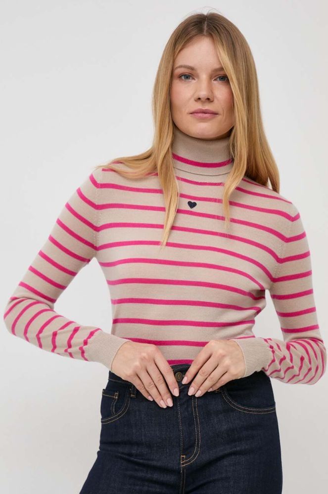 Вовняний светр MAX&Co. жіночий колір бежевий легкий гольф
