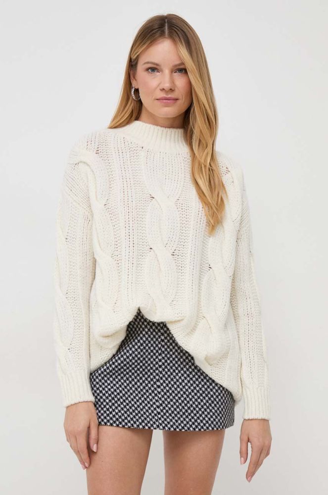 Вовняний светр MAX&Co. жіночий колір бежевий теплий півгольф