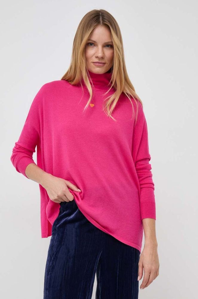 Вовняний светр MAX&Co. жіночий колір рожевий легкий півгольф