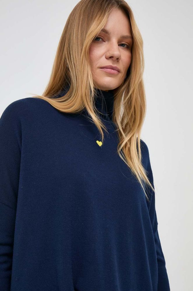 Вовняний светр MAX&Co. жіночий колір синій легкий півгольф